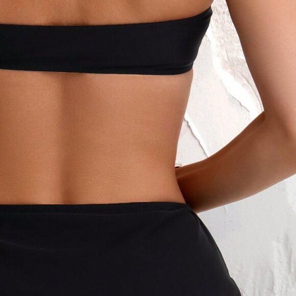 Black Casual Women's Strapless Bikini Set - Picture 4 of 5